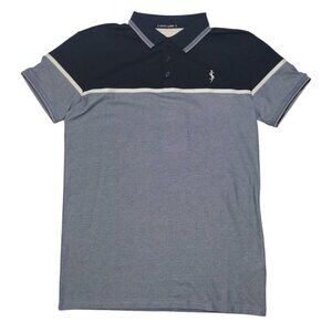 Scott James Men’s Polo Shirt, Two-Tone Blue Black Cotton Blend, Sise M. NWT